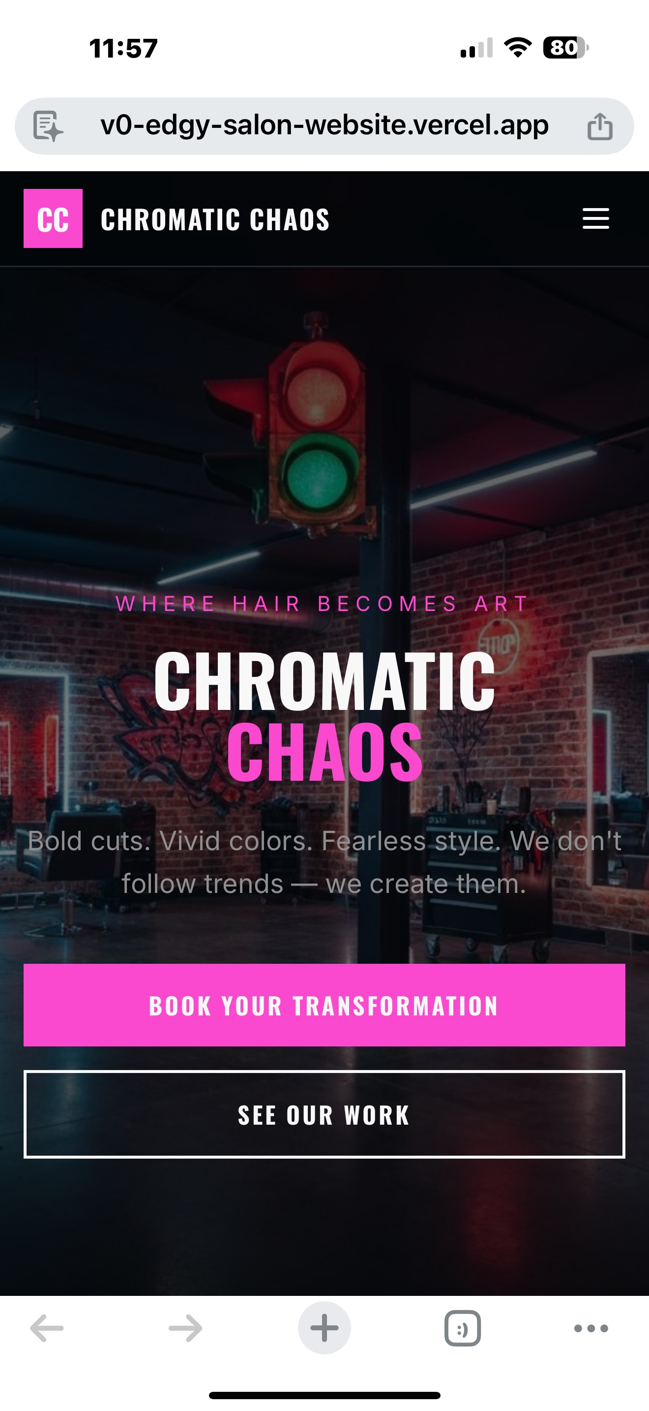 Chromatic Chaos Salon - Mobile view