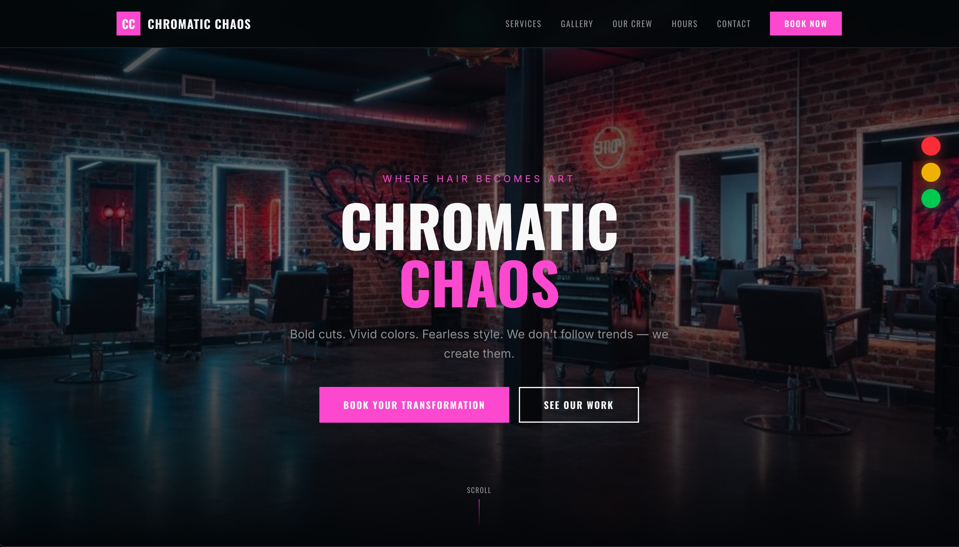 Chromatic Chaos Salon - Desktop view